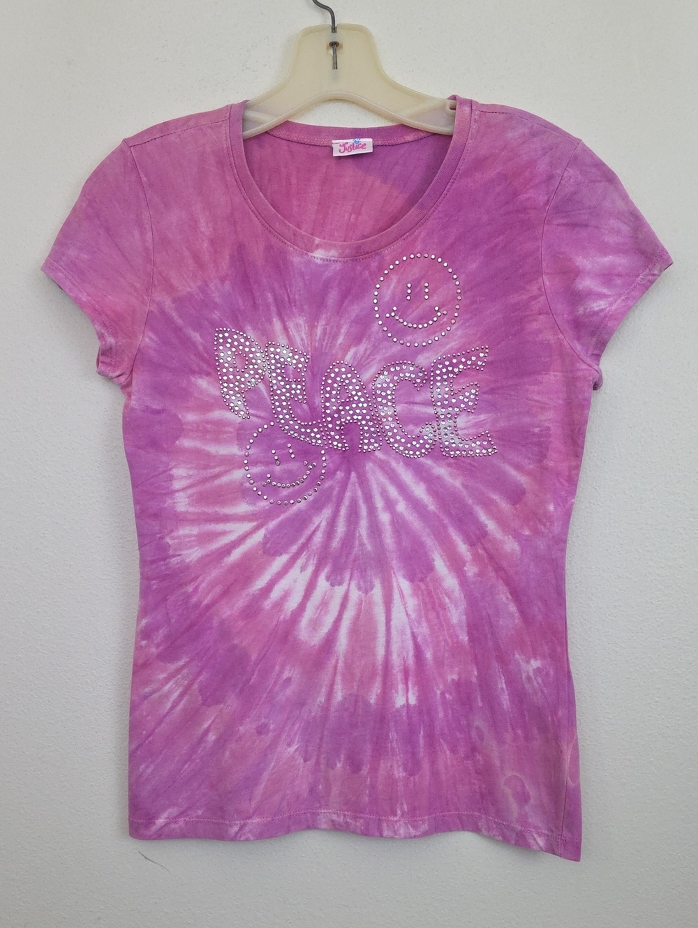 Justice Pink Tie Dyed Bling Short Sleeve T- Shirt 14/16 XL